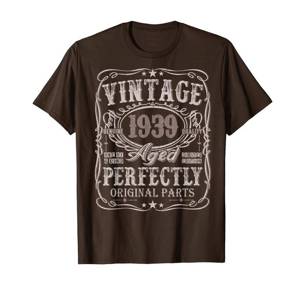 

vintage made in 1939 t-shirt 80th birthday gift t-shirt, White;black