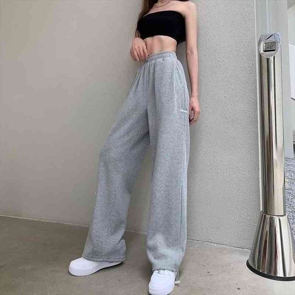 

gray sweatpants joggers korean style womens pant high waist tracksuit casual loose pants black jogging sports trousers female, Black;white