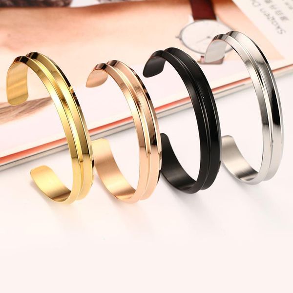 

bangle 2021 fashion accessories stainless steel material groove open and temperament personalited bracelet suitable for women, Black
