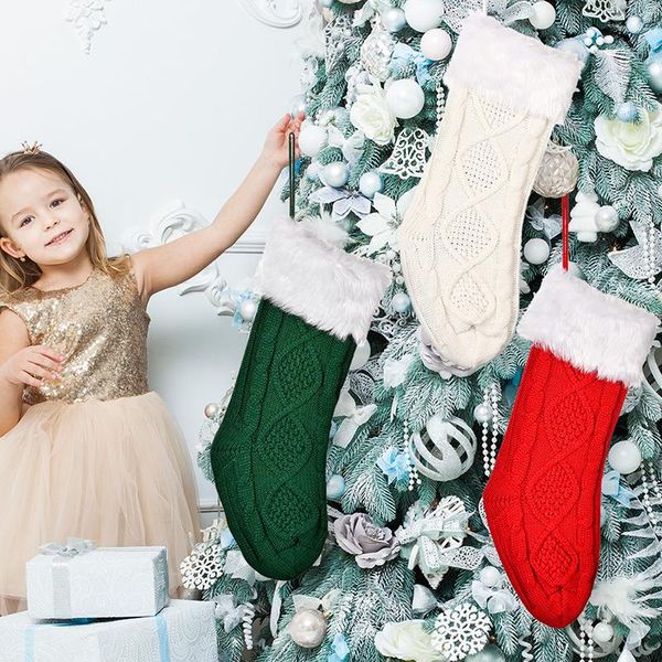 

christmas decorations knitted stocking decoration cable knit xmas socks gifts holiday for kids
