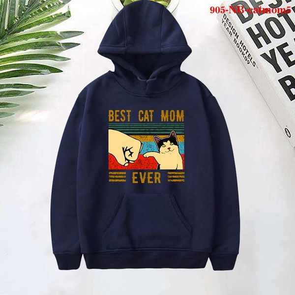 

men's hoodies & sweatshirts hooded cat mom ever print sweatshirt kawaii women clothes hoody female winter pullovers hoodie streetwear, Black