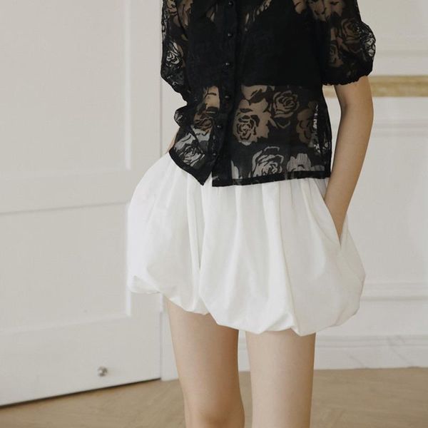 

bud white summer short for women high waist comfy loose casual kawaii 2021 korean fashion clothing v191 women's shorts, White;black