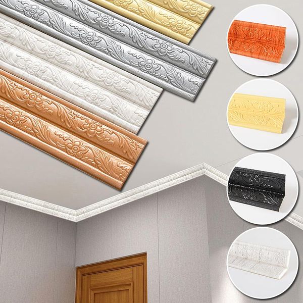 

wall stickers self-adhesive skirting foam baseboard sticker 3d embossed corner line floor waterproof board wallpaper