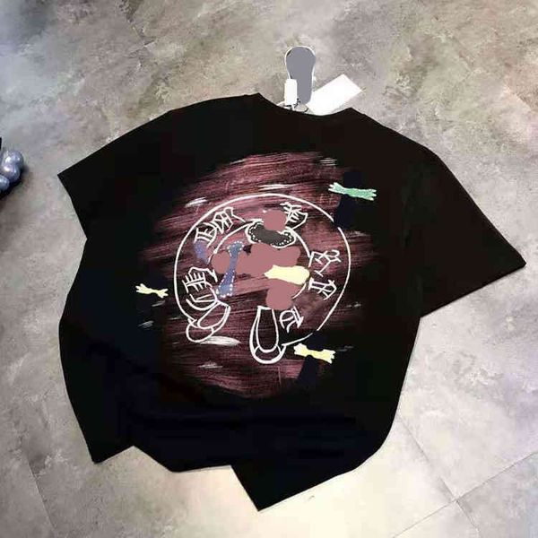 

2022 factory wholesale new high version spring and summer croix cross sanskrit print color fashion couple short sleeve, White