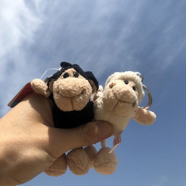 

keychain plush pendant couple sheep key chain lovely black white toy bag