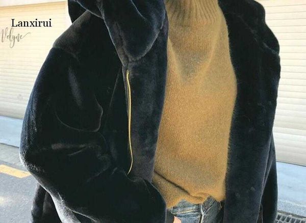Giacca da donna in pelliccia sintetica autunno e inverno Cappotto con cappuccio di grandi dimensioni da donna causale oversize moda femminile Y0829