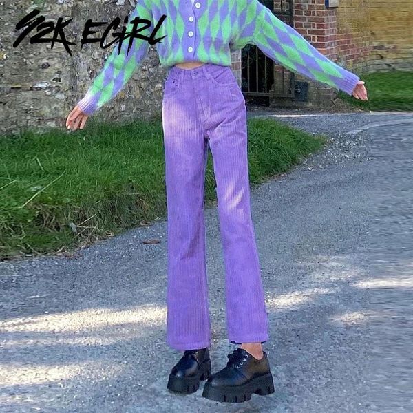 

harajuku streetwear purple long pants indie aesthetics corduroy high waist straight trousers 90s fashion casual bottom women's & capri, Black;white
