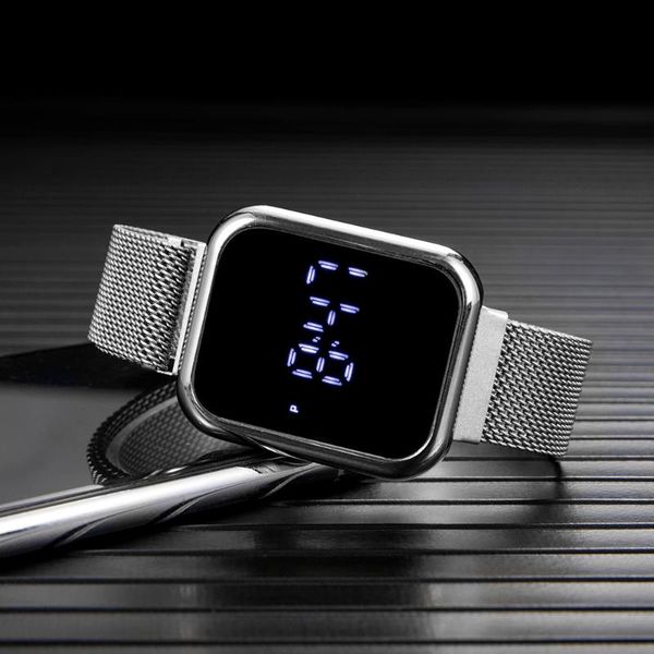 

wristwatches watch for women electronic led digital watches men luxury fashion casual simple male clock relogio reloj de mujer, Slivery;brown
