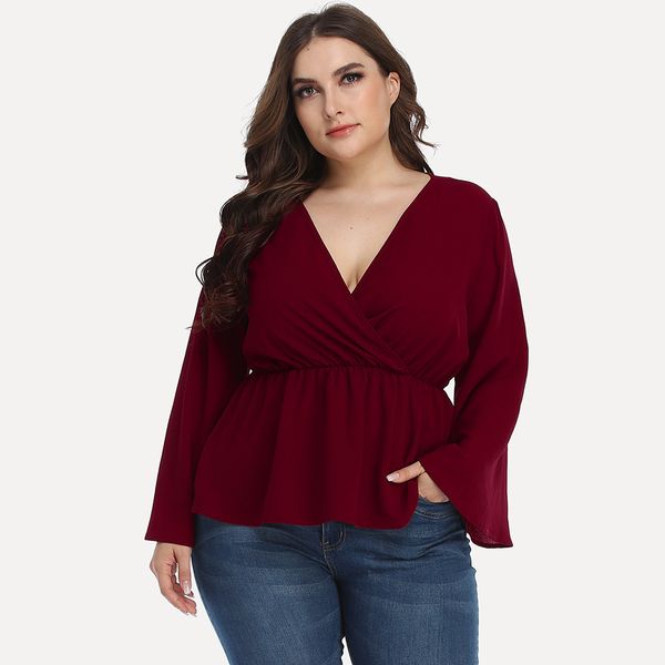 

plus size dresses hy3682# loose large long sleeve t-shirt solid v-ne sweet