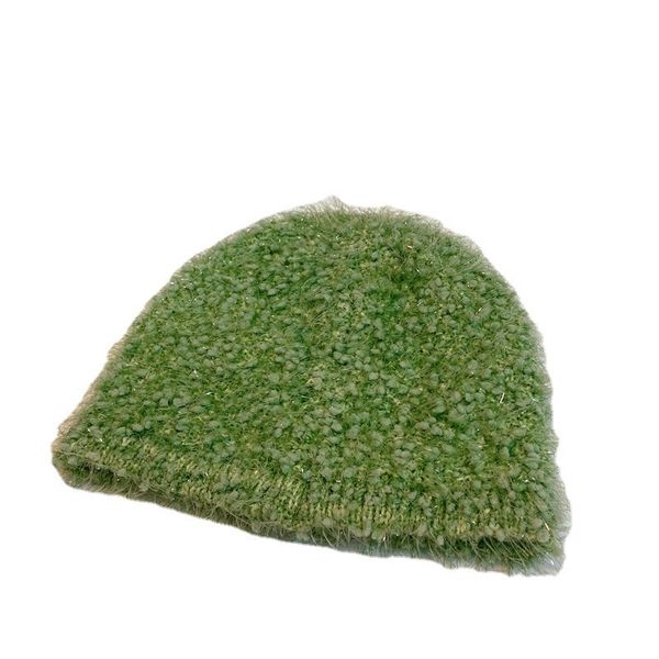 

fine accessories version east same bright silk knitted hat autumn and winter net red small fragrance men's women's solid color war, Blue;gray