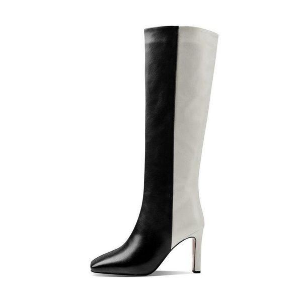 

boots platform women knee high fashion western winter plus size 43 modern mixed colors, Black