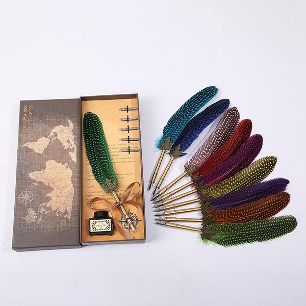 

creative european business leaf pole feather pen, teacher's day gift fountain pens