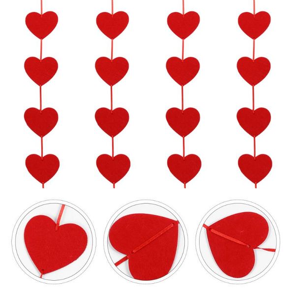 

4pcs valentine's day felt hanging ornaments heart shape pendents party supply decorative objects & figurines