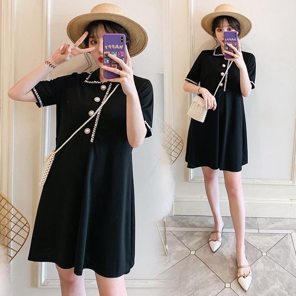 

maternity dresses 04038# dress summer short sleeves loose fashion plus size midi a line pregnant women, White