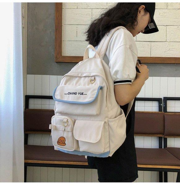 

backpack college style simple and sweet girl versatile boy student schoolbag large capacity multi - pocket