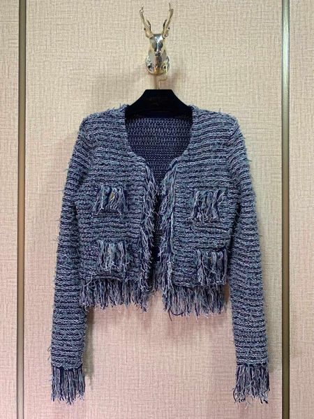 

women's knits & tees high 2021fw autumn quality women luxury tassel tweed cardigan coat female fashion sweater ddxgz2 7.12, White