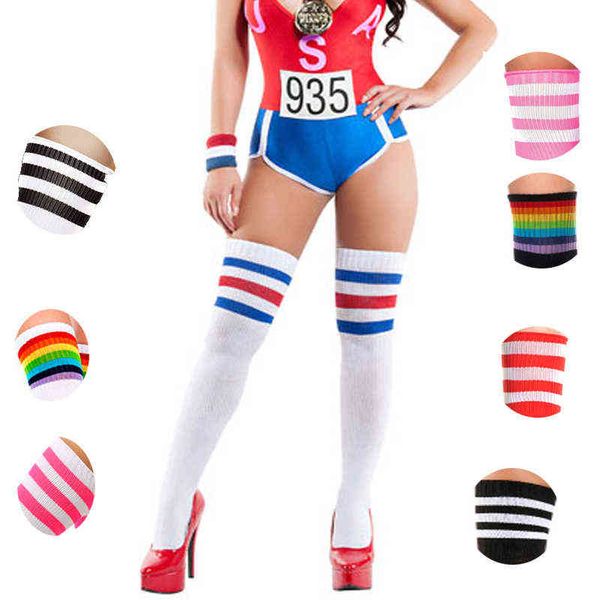 

women girl thigh high cotton over knee socks stockings student stockings fashion plus size harajuku cosplay hiphop sw117 y1119, Black;white