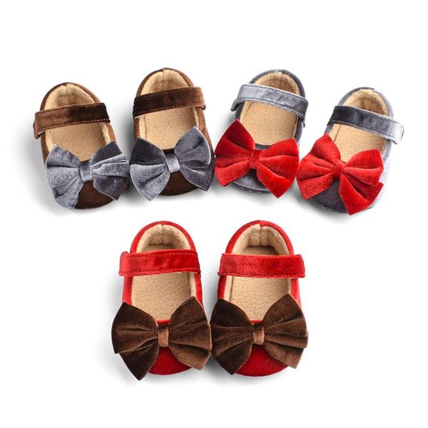 

first walkers 0-18m baby girls velvet bow princess crib shoes boots infant toddler moccasins