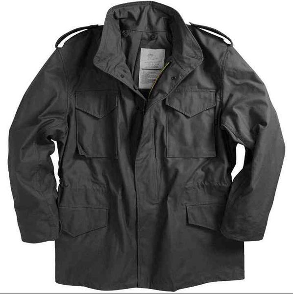 

m65 uk us army cloth windbreaker military field ets mens winter/autumn waterproof flight pilot coat hoodie, Black