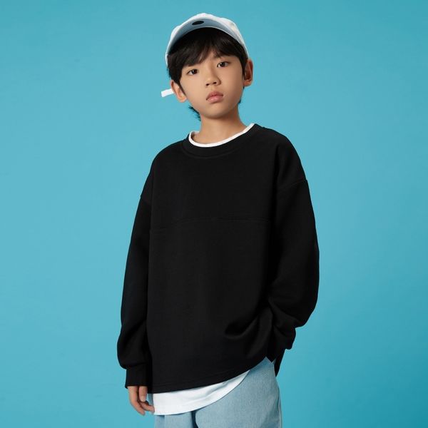 

ek wear spring and summer new boys' solid color fake two piece base coat western style simple children's loose sweater, White