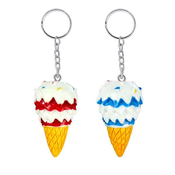 

keychains diy jewelry color resin ornaments cute mini cream cone key chain pendant bag accessories, Silver