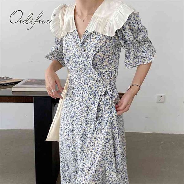 

summer vintage women long floral dress sundress short sleeve belted retro flower print maxi tunic dresses 210513, Black;gray