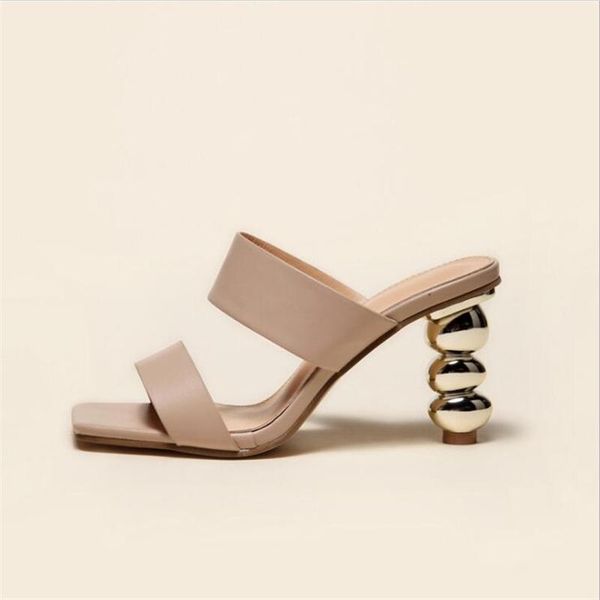 

slippers 2021 summer fashion electroplating heel sandals high heels gourd-shaped plus size women's, Black