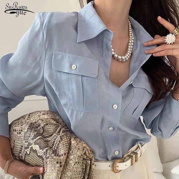 

cotton solid office ladies blouses single-breasted lapel female plus size women minimalism shirts femme blusas 13512 210521, White