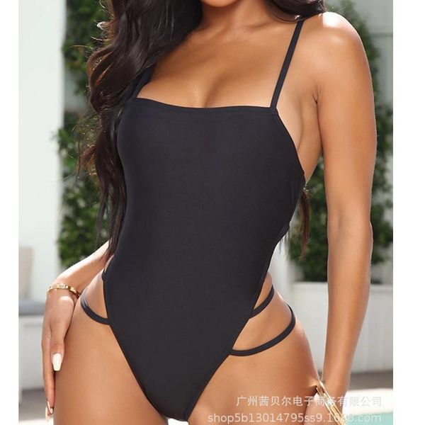 

one-piece suits wepbel spaghetti straps swimsuit swimwear women summer beach wear solid color high wasit thong bath