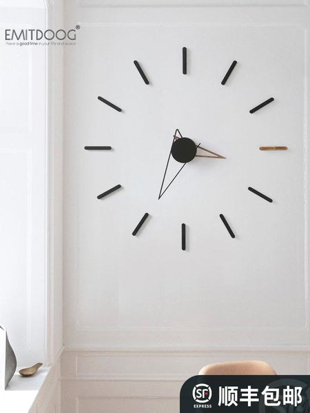 

wall clocks balck simple clock modern design quartz self adhesive diy watch home horloge decorations bi50wc