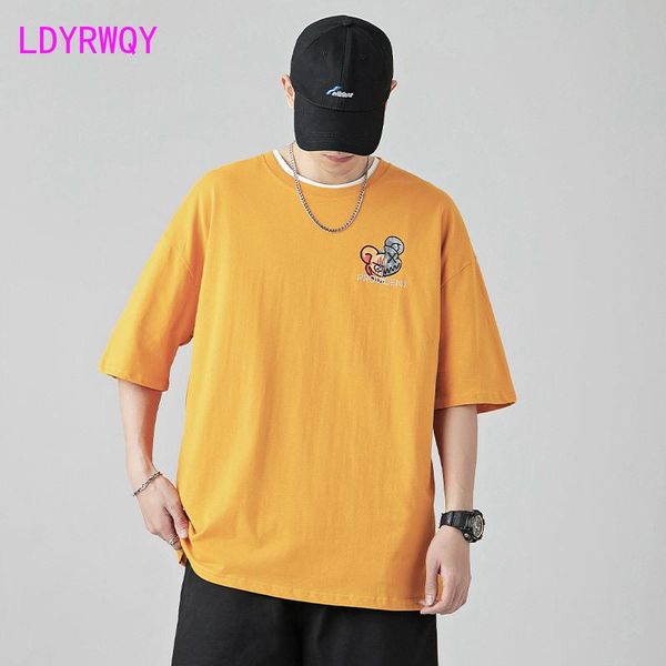 

men's t-shirts ldyrwqy 2021 summer japanese and korean round neck breathable printing fashion loose casual all-match t-shirt, White;black
