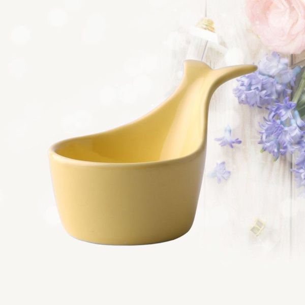 

dishes & plates ceramic fishtail shaped dish condiment relish plate tableware seasoning sauce snack mini bowl (yellow)