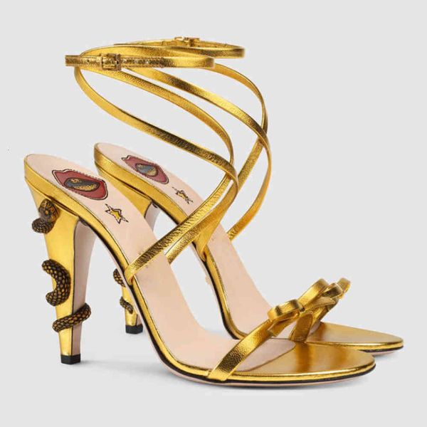 

sandals 2021 brand luxury high heels sandals summer bowknot show ankle strap snake for women fashion open toe women's shoes, Black