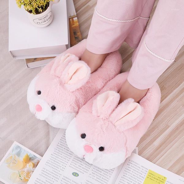 

women winter slippers cute pink cartoon design warm home plush head silent indoor floor girl lady house shoes1, Black