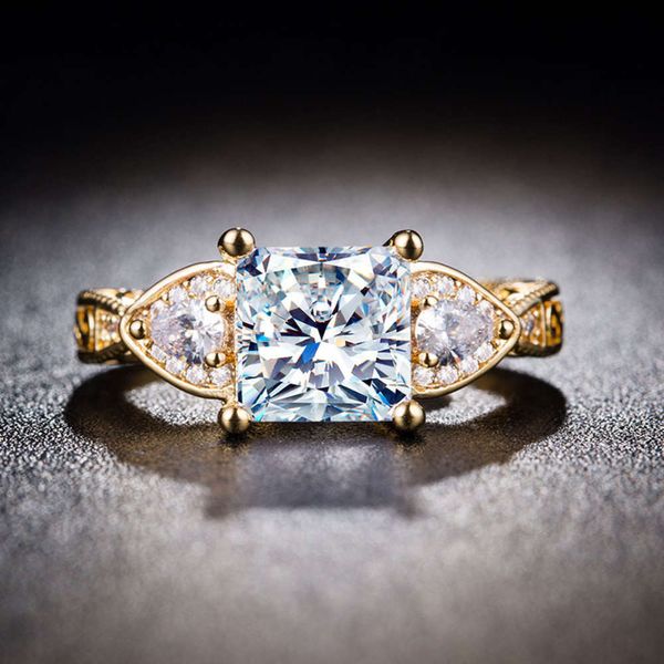 

wedding with 18k gold and silver plating ring fashion zircon jewelry, Black