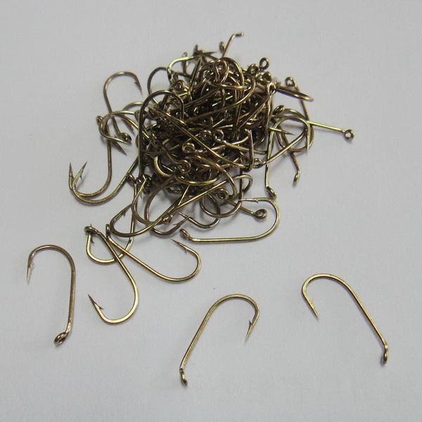 

fishing hooks 100 pcs turned down eye ringed forged bronze finish classic hook
