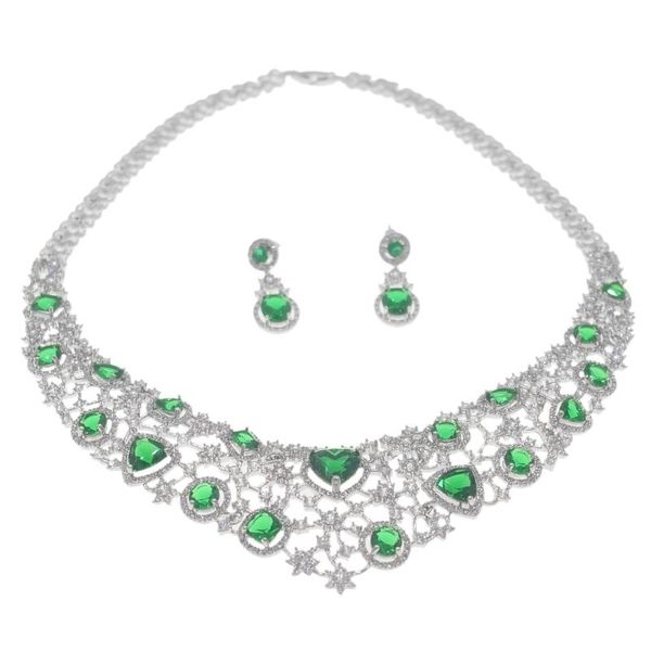 

earrings & necklace the latest hollow design zircon jewelry set ladies exquisite hg2101120, Silver