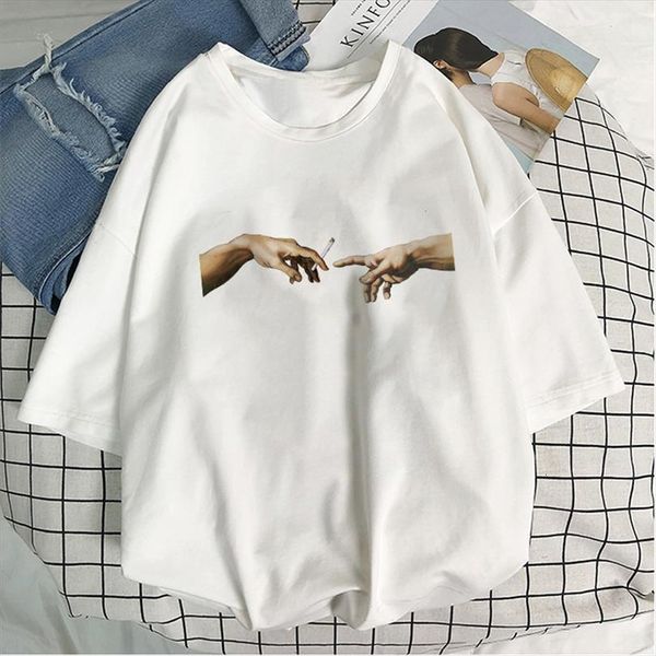 

michelangelo cappella sistina harajuku mens t shirt and womens ulzzang tumblr women summer funny print hip hop streetwear chic casual, White;black