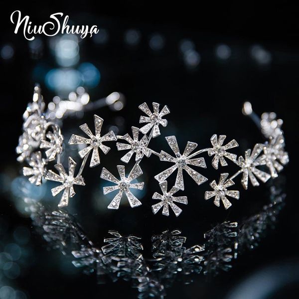 

hair clips & barrettes niushuya wedding headband girl tiaras and crowns rhinestone flower soft chain headpiece accessories, Golden;silver