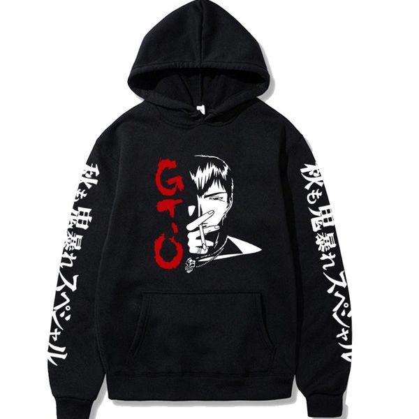 

men's hoodies & sweatshirts japanese anime great teacher onizuka graphic men pullover sweatshirt male, Black