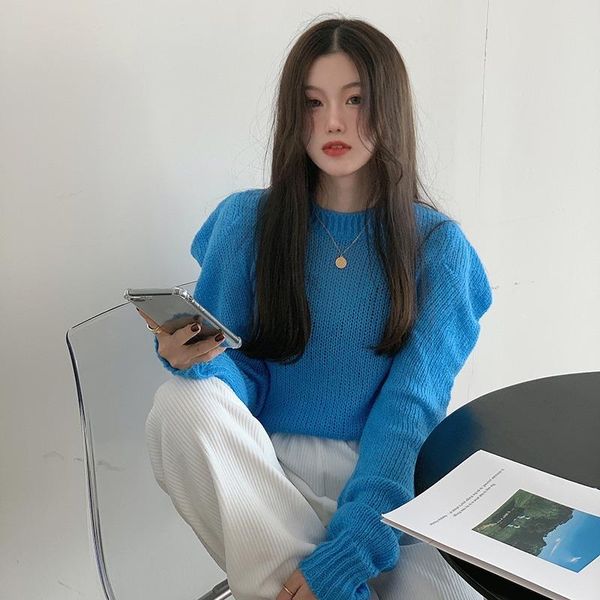 

female knitted spring autumn loose women's clothing sweater o-neck pullovers fashion brand korean clothes ladies sweaters, White;black