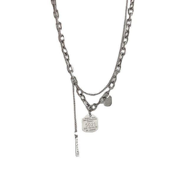 

fashion simple necklace round brand alphanumeric double-layer women chains, Silver