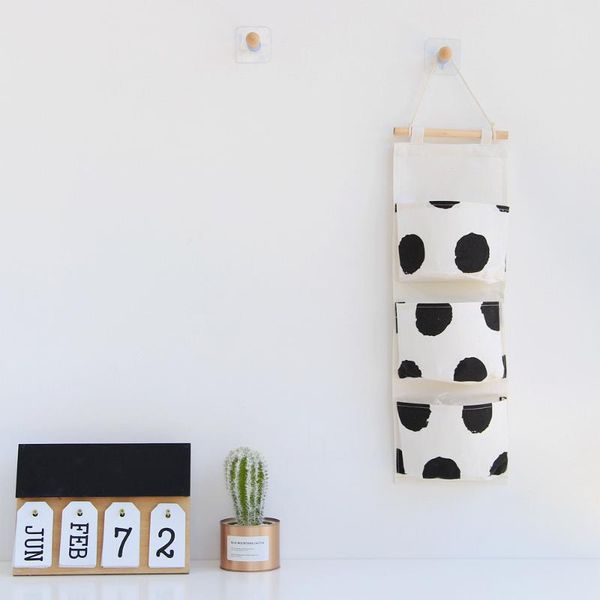

storage boxes & bins 3 pockets hanging bag wall mounted wardrobe sundries container fabric cotton pouch cosmetic organizer