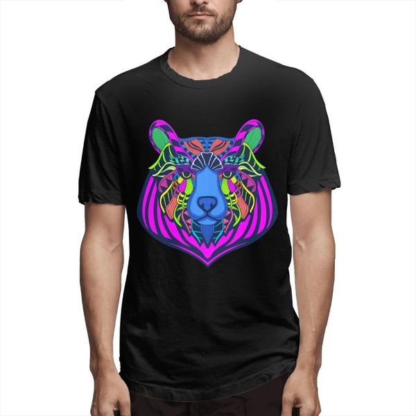 

men's t-shirts bear head art summer men t-shirt short sleeve 3d printed streetwear cotton o-neck, White;black