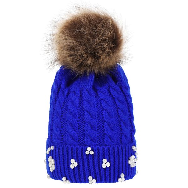 

infant baby knitted hats girls hairball pearl knit caps kids solid outdoor slouchy beanies toddler baby winter warm crochet hats, Yellow