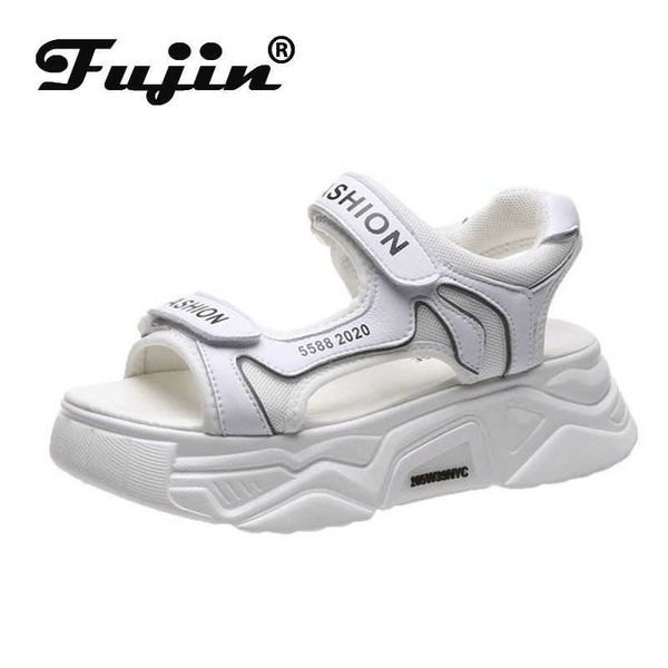 

fujin sandal casual fashion breathable ladies shoes hook loop summer thick bottom platform shoe sandals 210624, Black