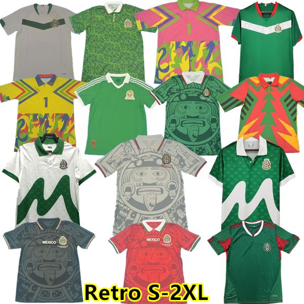 Retro Mexiko 1998 Fußballtrikots Torwart Vintage Fußballtrikots 1986 1994 1995 2006 2010 grün Heim Auswärts Weiß Schwarz Rot BLANCO H.SANCHEZ HERNANDEZ Top-Qualität