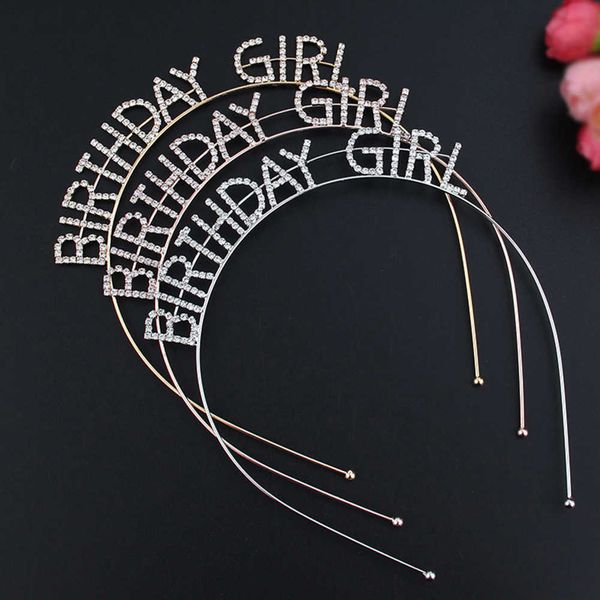

1pc metal rhintone inlaid headband for girls hair hoop birthday crown hat party decorations roczek anniversaire princse