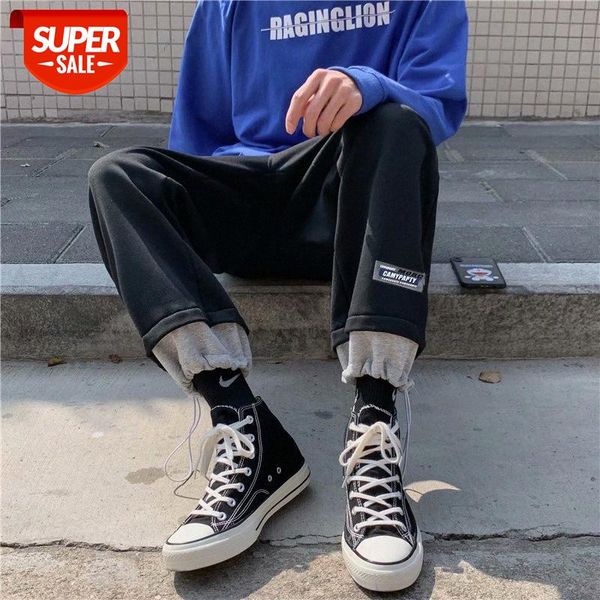 

black sports pants men's thin loose feet casual korean style trendy #ip5a