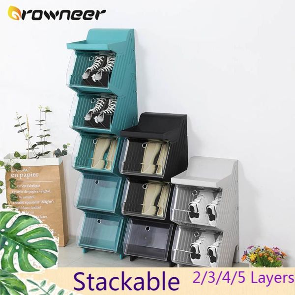 

2/3/4/5 layers thicken shoe hanger stackable cover shoes rack foldable dust-proof box transparent finishing storage drawer clothing & wardro